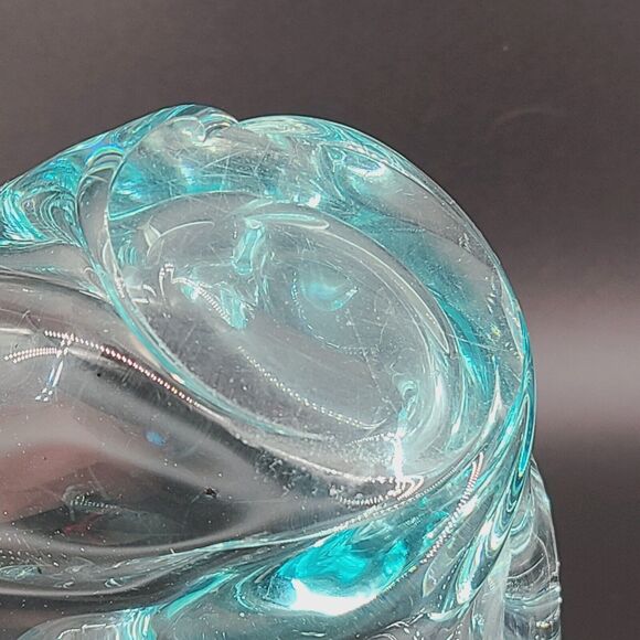 Vintage Harrachov Czech Art Glass Bowl Cigar Ashtray Turquoise Blue Sculptural - Picture 7 of 7